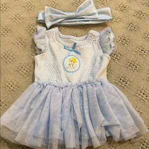 Light Blue Tulle Princess Dress with Headband - Kids Costume